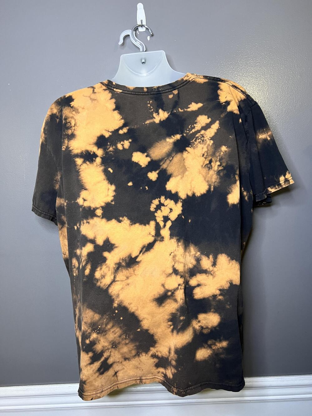 KISS Shirt Mens 2XL Black Bleach Tie Dye World Tour '77 Graphic Band Tee Rock - Picture 5 of 7